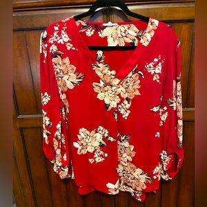 Maurice’s size XL red floral print blouse